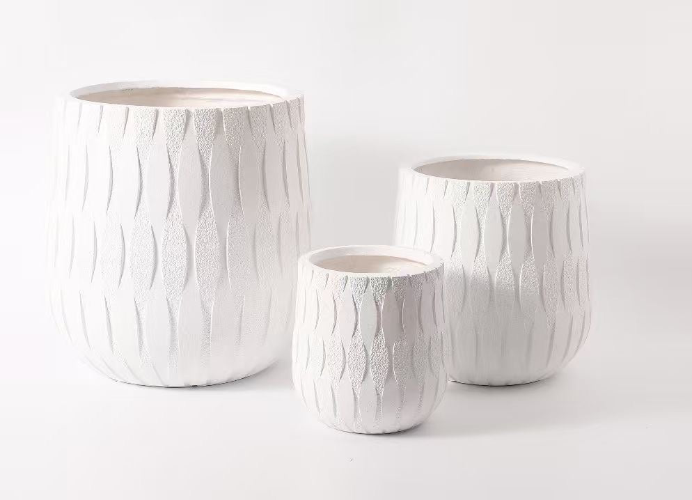 White Wave Planter Set