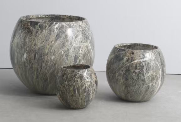 Grey Marble Planter Set