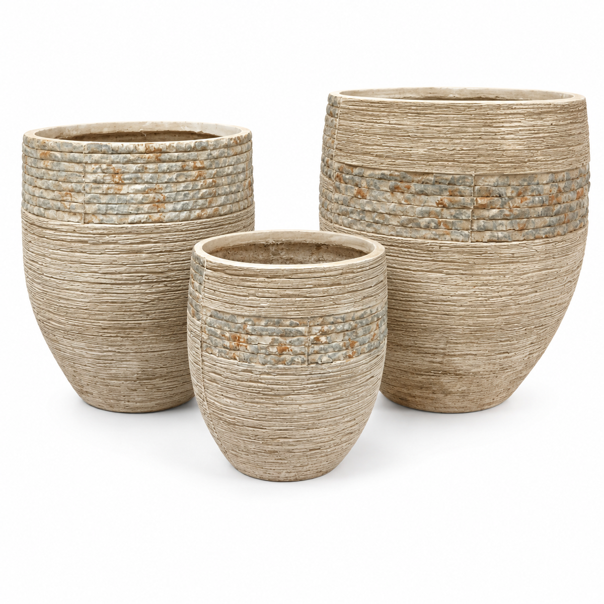 Stone Mosaic Band Planter Set – Set of 3