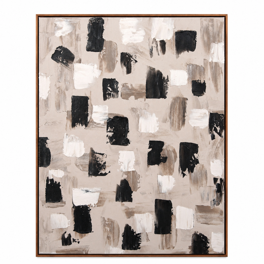 Taupe Brush Block Abstract Painting