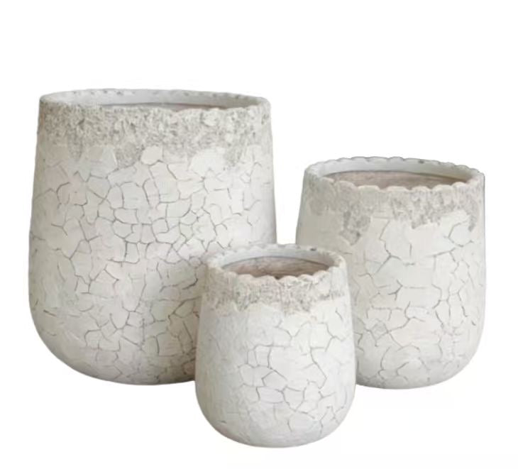 White Rustic Drip Planter Set