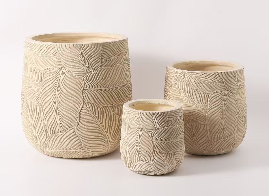 Sand Leaf Texture Planter Set