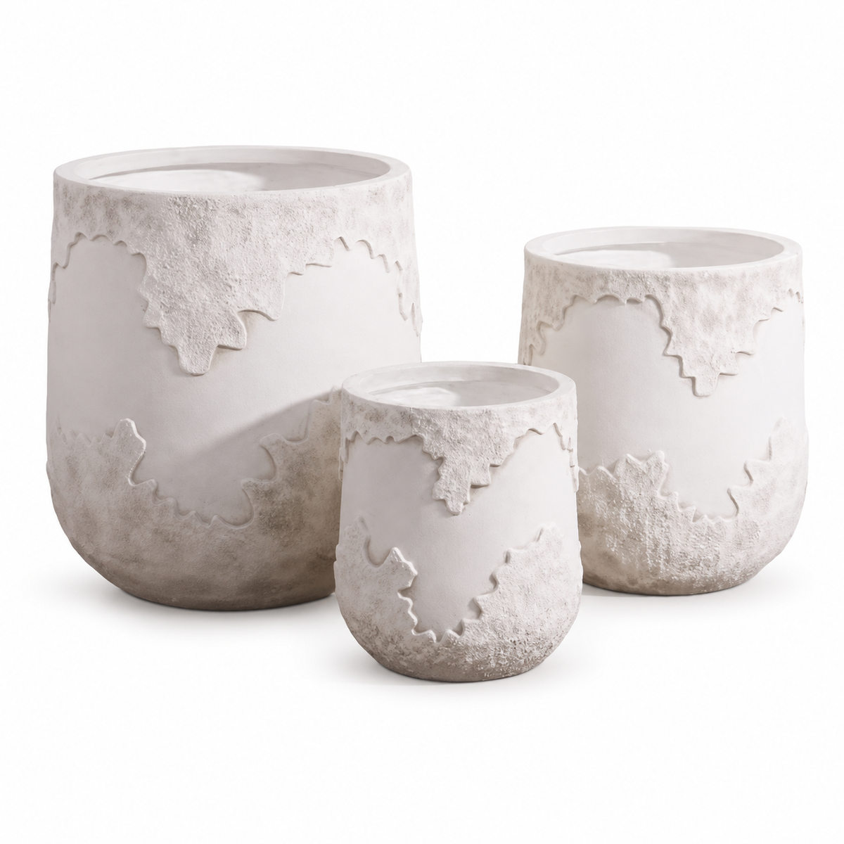 White Geometric Planter Set