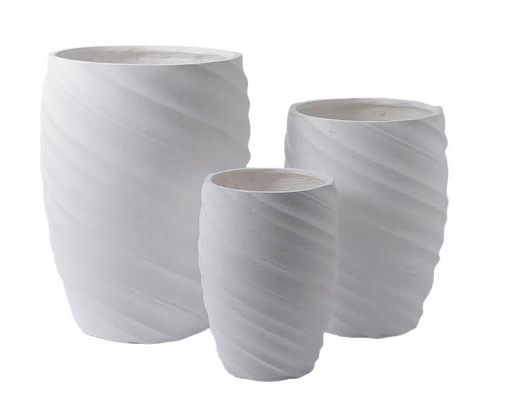 White Spiral Planter Set